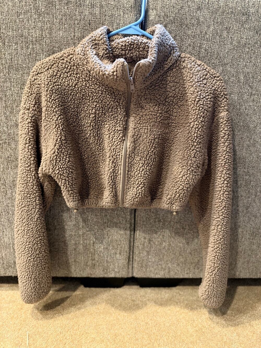 Women's Skims Cropped Fleece Tan Full Zip Jacket/Hoodie Size XXS